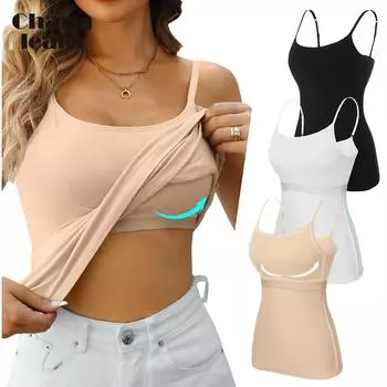 Charmleaks Shelf Bra Camisole Tops для женщин Регулируемая майка на тонких бретельках Хлопковые майки 3 шт. в упаковке S