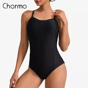 Charmleaks Womens Adjustable Strap One Piece Swimsuit Athletic Bathing Suit Competitive Swimwear S чёрный