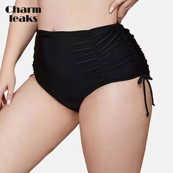 Charmleaks женские большие размеры, плавки с нижней стороны, регулируемые шнурки, короткие купальники, однотонные плавки 1X