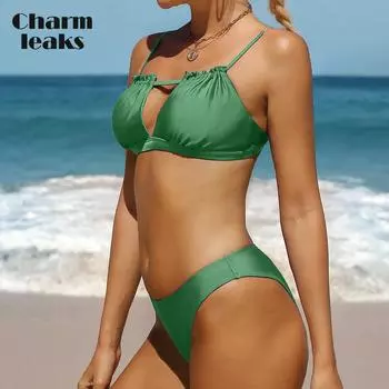 Charmleaks женские комплекты бикини из двух предметов винтажный сексуальный купальник бикини с бретельками на спине