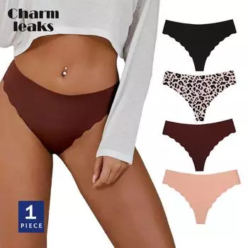 Charmleaks женские леопардовые однотонные нейлоновые стринги Танга с Т-образной спинкой, нижнее белье, стринги S-XL, 1 шт.
