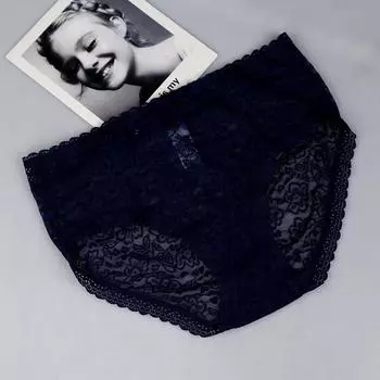 Charmleaks женские модные уютные кружевные трусики со средней талией, 1 шт., приятные для кожи, мягкое нижнее белье, соблазнительные трусы высокого качества для полных размеров S синий