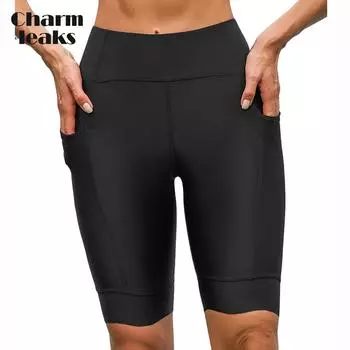 Charmleaks женские однотонные плавки короткие плавки с волнистым краем и карманами S