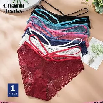 Charmleaks женские сексуальные кружевные трусы с низкой талией, трусики с перекрестными ремнями, нижнее белье S-XL, 1 шт. S белый