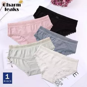 Charmleaks женские стринги кружевное нижнее белье цельные трусики-стринги танга хлопковые мягкие милые красочные Лидер продаж M чёрный