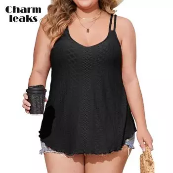 CHARMLEAKS Женские топы без рукавов со встроенным бюстгальтером, струящиеся, с вышивкой, V-образным вырезом, регулируемые бретельки-спагетти S белый