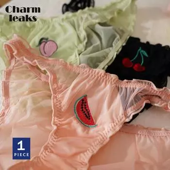 Charmleaks женские трусики-бикини милые фруктовые вышитые узоры сетчатая текстура прозрачное сексуальное нижнее белье S-2XL, 1 шт.