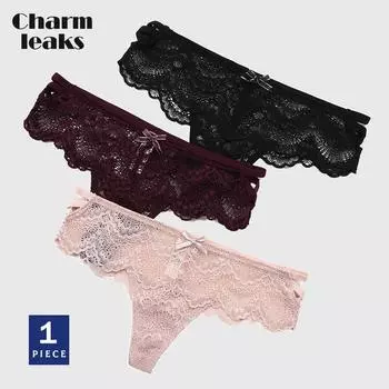 Charmleaks женские трусики кружевное сексуальное женское белье однотонные стринги Танга бикини трусы с открытой Т-образной спинкой 1 шт.