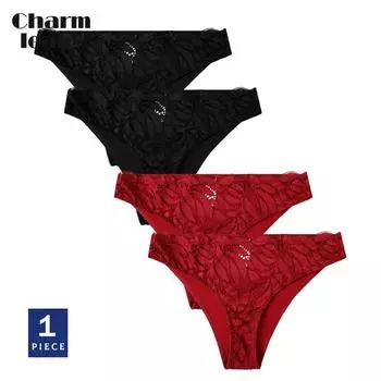 Charmleaks женские трусики кружевные сексуальные элегантные танга с вырезами однотонные трусы размер S-2XL, 1 шт.