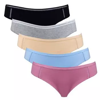 Charmleaks Женское нижнее белье Хлопковые трусики-бикини Мягкие хипстерские трусы Однотонные с низкой посадкой Упаковка из 5 шт. S розовый