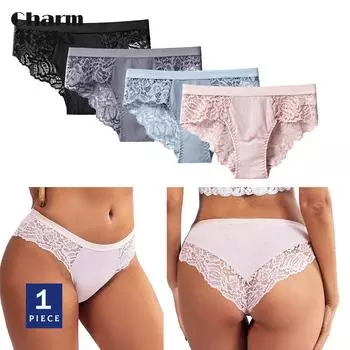 Charmleaks женское нижнее белье кружевные трусики со средней талией и цветочной кружевной отделкой S-XL 1 шт.