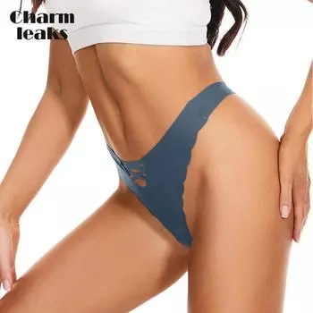 Charmleaks женское нижнее белье с низкой талией для фитнеса, спортивные футболки с вырезами, бесшовные трусики-стринги из ледяного шелка