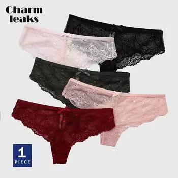 Charmleaks женское нижнее белье трусики Танга стринги кружево сексуальное женское белье бикини ажурное однотонное 1 шт.