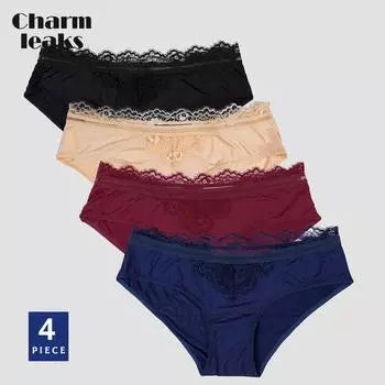 Charmleaks Женское нижнее белье Трусики Трусики Мягкие однотонные хипстерские, приятные для кожи, удобные, упаковка из 4 шт. S