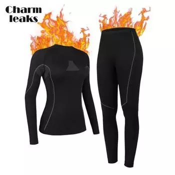 Charmleaks Женское термобелье Верх и низ Комплекты Женские длинные кальсоны Теплый базовый слой для холодной погоды S синий