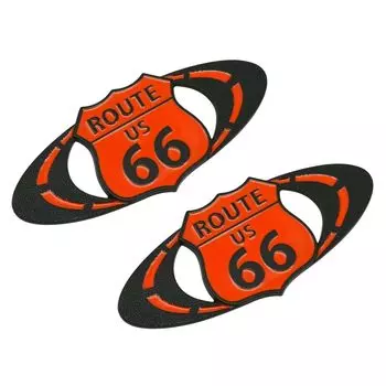 Charmoon Emblem Route 66 Наклейка Автомобиль Мотоцикл Металл Ретро Наклейка Route66 Товары Набор из 2 шт. (Красный / Черный)