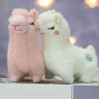 Charms Alpaca Stuffed Dolls Lovely Sheep Pendant Fashion Car Keyrings Gifts белый