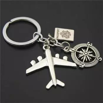 Charms DIY Jewelry Key Ring Earth Airplane Keychains No Matter Where Pendant Travel Keyring E874