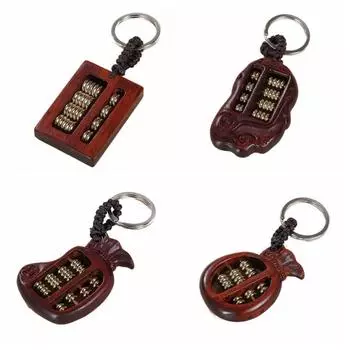 Charms Rosewood Abacus Keychain Bag Hanging Car Key Ring Creative Wooden Pendant Birthday Gift Style A