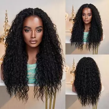 CharmSource Длинный Черный Парик Фронта Шнурка Синтетические Парики Детские Волосы для Чернокожих Женщин Натуральные Высокая Плотность Жаростойкие Ежедневное Использование