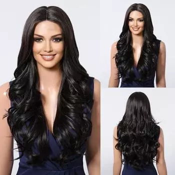 CharmSource Hairline кружевные синтетические парики черные длинные волнистые женские парики для женского косплея термостойкое волокно высокой плотности