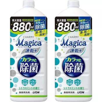 CHARMY Magica Charmy Magica Средство для мытья посуды, быстросохнущее, с ароматом цитруса и мяты, большой запасной блок, 880 мл x 2 [оптовая закупка] Моющее средство, + дезинфекция, аромат, размер,