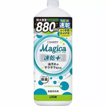 Charmy Magica Dish Detergent Quick Dry Plus с ароматом цитрусовых и мяты, сменный блок, большой, 880 мл x 6 шт. [Большая емкость]