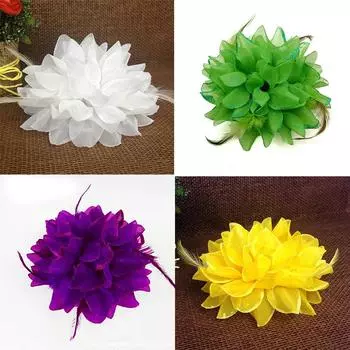 Чародей Корсаж 1X Цветочная брошь с перьями Свадебная заколка для волос с шарообразной головкой 12.5x12.5cm красный