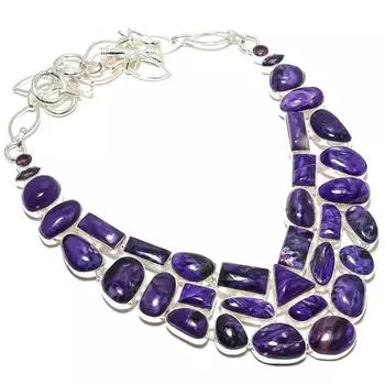 Чароит, аметист драгоценный камень колье ручной работы из серебра 925 пробы 18 дюймов JCN326-134