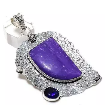 Charoite, Amethyst Gemstone Handmade 925 Sterling Silver Pendant 2.88 k8z04