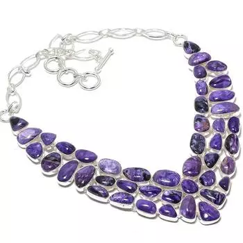 Charoite Gemstone Handmade 925 Silver Jewelry Necklace 18 JCN484-60