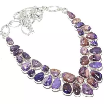 Charoite Gemstone Handmade 925 Silver Jewelry Necklace 18 JCN484-58