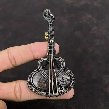 Charoite Pendant Copper Wire Wrapped Pendant Handmade Jewelry Gemstone Pendant Copper Wire Wrap Jewelry Guitar Pendant Women s Special Gift