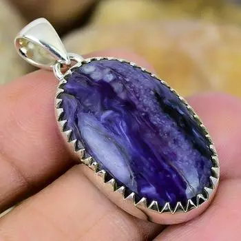 Charoite - Siberia Gemstone Solid 925 Sterling Silver Pendant 1.64 SP3