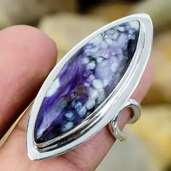 Charoite - Siberia Solid 925 Sterling Silver Handmade Ring s.Ad S1912