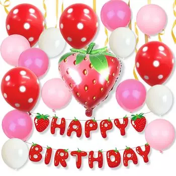 CHASE Partylife День рождения Воздушный шар Клубника Украшение Милое украшение для вечеринки Юбилей Милая гирлянда Баннер для вечеринки Набор
