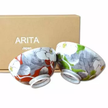 Чаша для чая Подарочная пара Стильная подарочная коробка Arita Ware Чаша для риса Yuka Сделано в Японии Парная зелёный