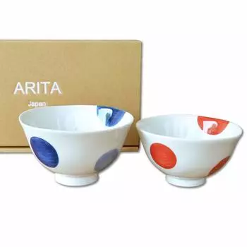 Чаша для чая Подарочная пара Стильная подарочная коробка Arita Ware Чаша для риса Nisai Maru Crest Сделано в Японии Парная