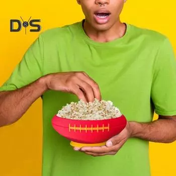 Чаша для фаст-фуда, дизайн мяча для регби, миска для закусок, футбольный болельщик, сервировочное блюдо, безопасные материалы, контейнер для закусок красный