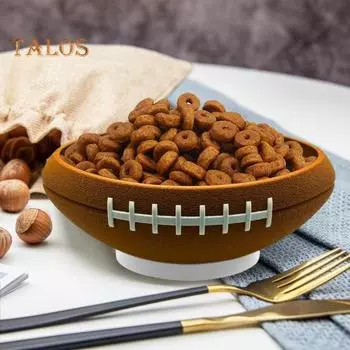 Чаша для фаст-фуда, дизайн мяча для регби, миска для закусок, футбольный болельщик, сервировочное блюдо, безопасные материалы, контейнер для закусок коричневый