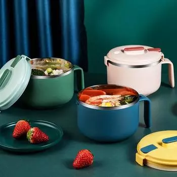 Чаша для лапши 900 мл/1200 мл, легко хранить, большая емкость, антикоррозийная миска из нержавеющей стали 304 для смешивания лапши L синий