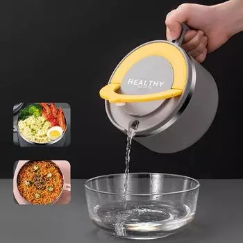 Чаша для лапши быстрого приготовления из нержавеющей стали 304, ланч-бокс с ручкой, коробка для бенто, термос для еды, офисный работник, студенческий детский ланч-бокс 1000ml розовый