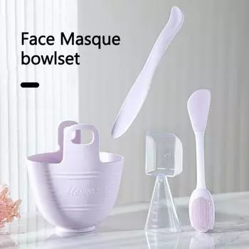 Чаша для маски для лица, пищевая кисть с двойной головкой, мерная ложка, инструмент для смешивания фиолетовый