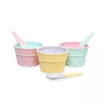 Чаша для мороженого Qlu, 3 шт., с ложкой