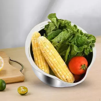 Чаша для ополаскивания риса, кухонные гаджеты, домашний фильтр для воды, корзина, универсальная сушилка для овощей и фруктов серебряный