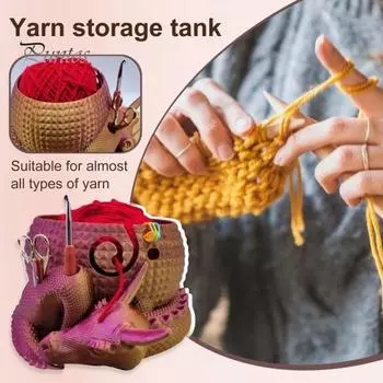 Чаша для пряжи Дракона Не спутывается миска для вязания крючком с 2 отверстиями для хранения Мифический органайзер для вязания для держателя пряжи Органайзер для вязания синий
