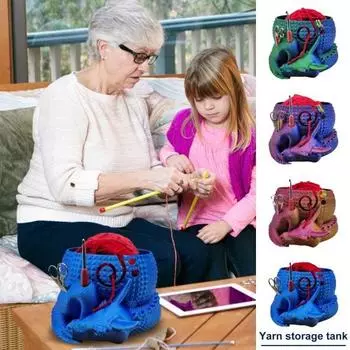Чаша для пряжи Дракона Не спутывается миска для вязания крючком с 2 отверстиями для хранения Мифический органайзер для вязания для держателя пряжи Органайзер для вязания синий