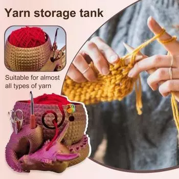 Чаша для пряжи Yousheng Dragon, не спутывающаяся чаша для вязания крючком с 2 отверстиями для хранения, мифический органайзер для вязания, держатель для пряжи, органайзер для вязания синий