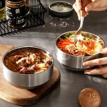 Чаша для риса из нержавеющей стали 304, антипригарная лапша быстрого приготовления, загущенный домашний суп, многофункциональная домашняя посуда