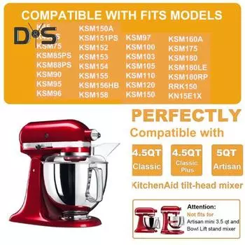 Чаша для смешивания из нержавеющей стали для миксеров KitchenAid Tilt-Head Stand, емкость 4,5–5 кварты, миска из нержавеющей стали для теста для торта серебряный